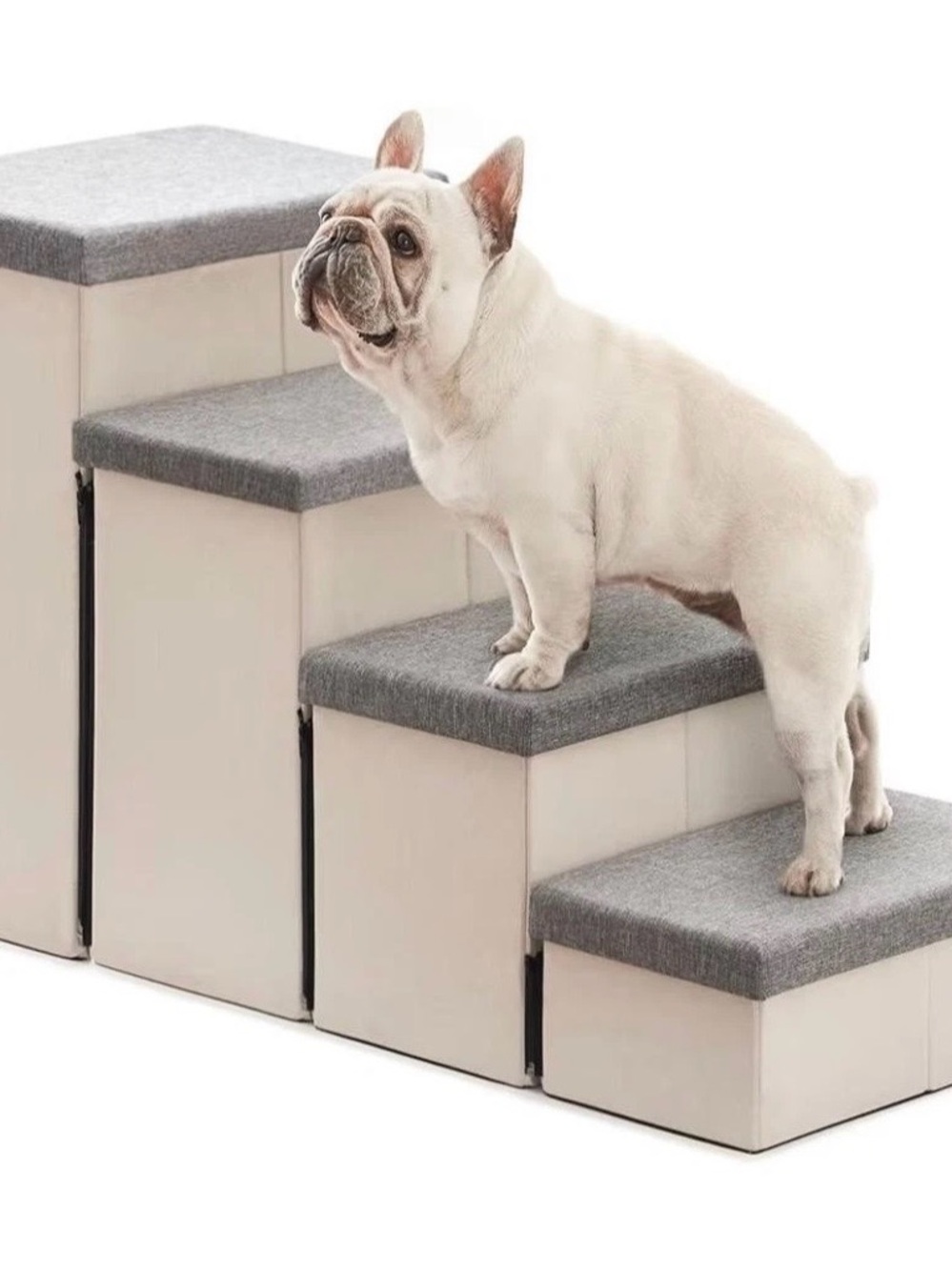 Love's Cabin Foldable Pet Steps - Gray & Cream